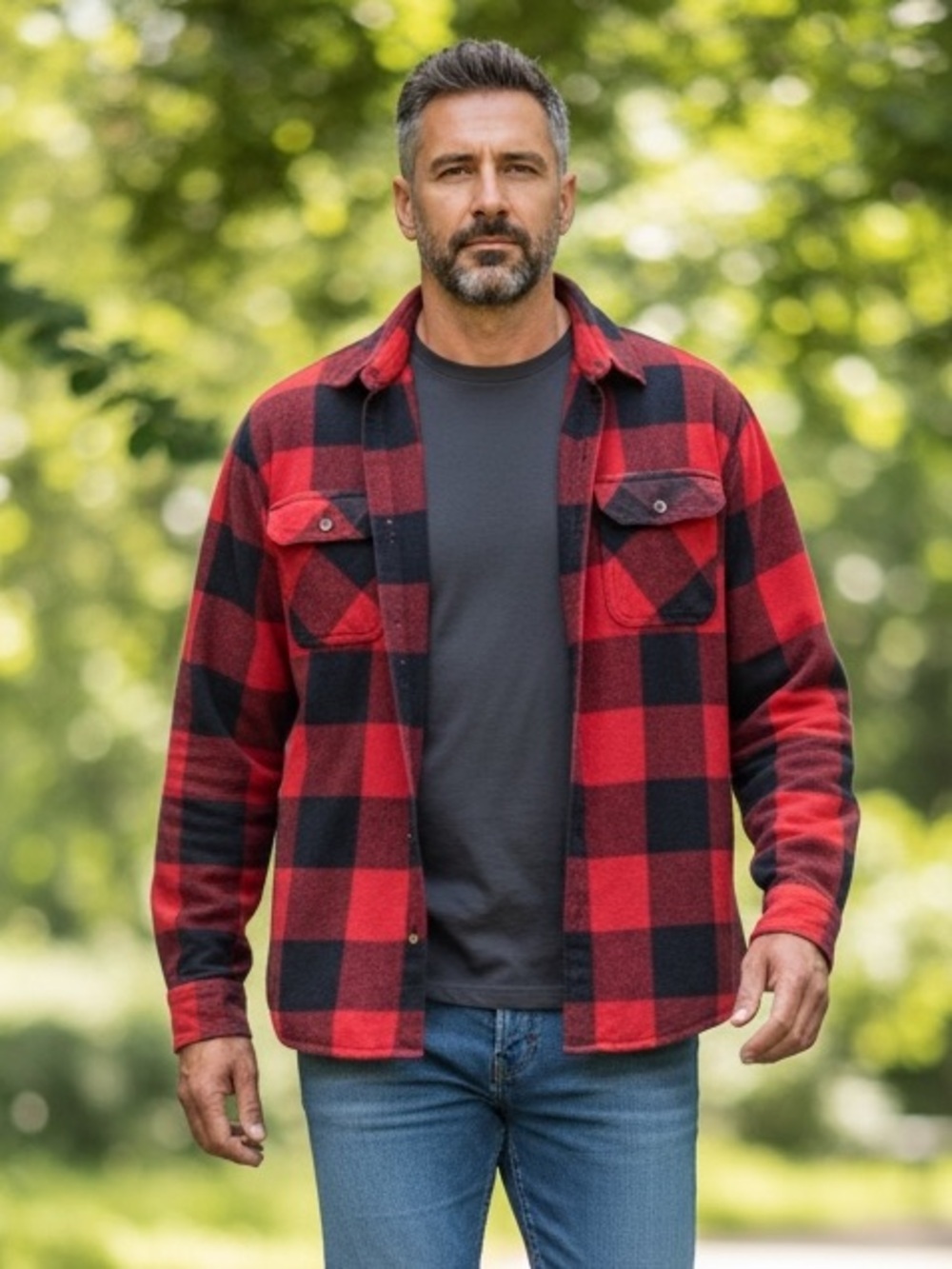 BF132 Mens C.E. Schmidt Workwear Lumberjack Plaid Flannel Button Shirt L